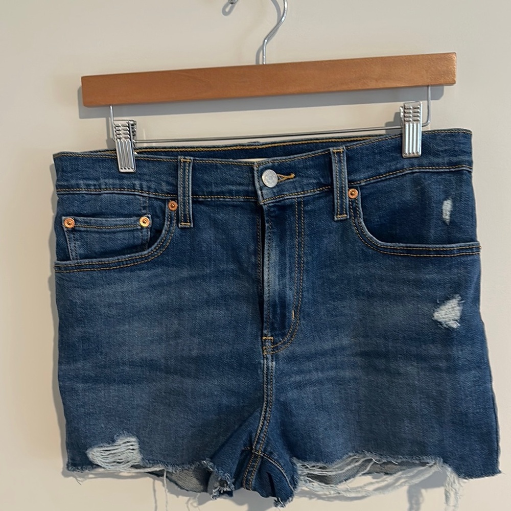 Levi's Blue Jean Shorts Distressed High-Waisted
